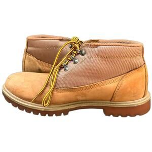 TIMBERLAND Waterproof Chukka Brown Canvas and Wheat Leather‎ Boots Size 9M